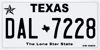 TX license plate DAL7228