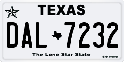 TX license plate DAL7232