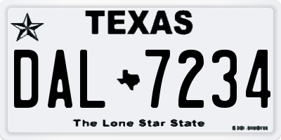 TX license plate DAL7234