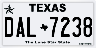 TX license plate DAL7238