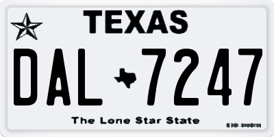 TX license plate DAL7247