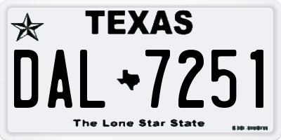 TX license plate DAL7251