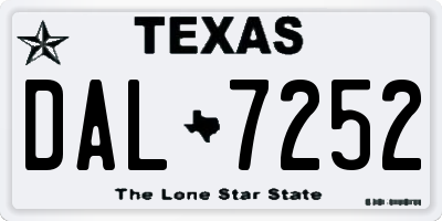 TX license plate DAL7252