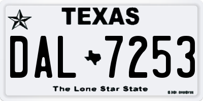 TX license plate DAL7253