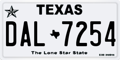 TX license plate DAL7254