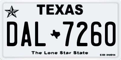 TX license plate DAL7260