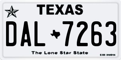 TX license plate DAL7263