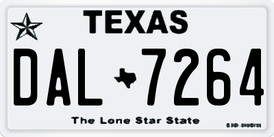 TX license plate DAL7264