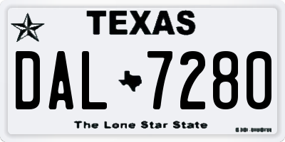 TX license plate DAL7280