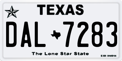 TX license plate DAL7283
