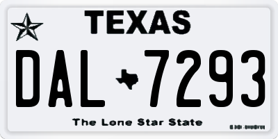 TX license plate DAL7293