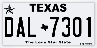 TX license plate DAL7301