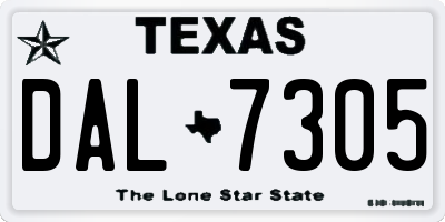 TX license plate DAL7305