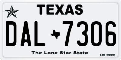 TX license plate DAL7306