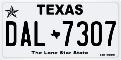 TX license plate DAL7307