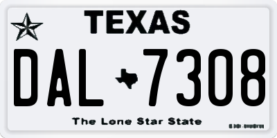 TX license plate DAL7308