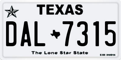 TX license plate DAL7315