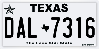 TX license plate DAL7316