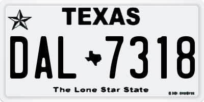 TX license plate DAL7318