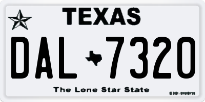 TX license plate DAL7320