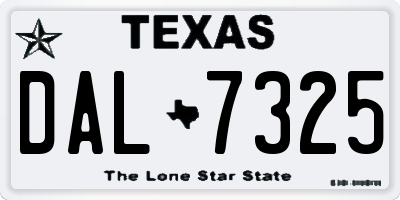 TX license plate DAL7325