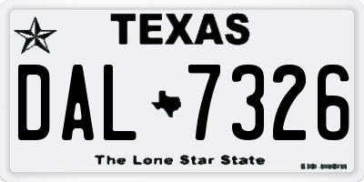 TX license plate DAL7326