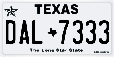 TX license plate DAL7333