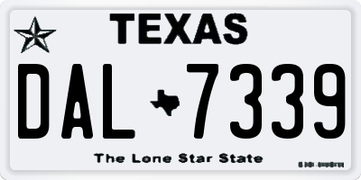 TX license plate DAL7339