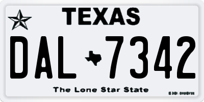TX license plate DAL7342