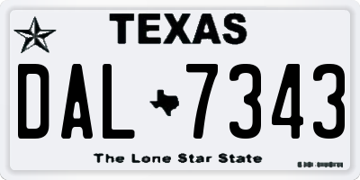 TX license plate DAL7343