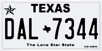 TX license plate DAL7344