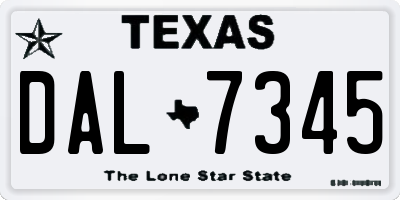 TX license plate DAL7345