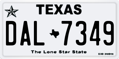 TX license plate DAL7349