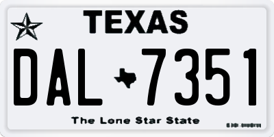 TX license plate DAL7351