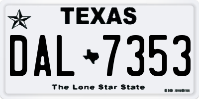 TX license plate DAL7353