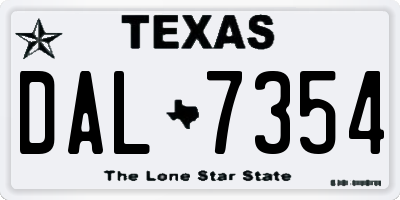 TX license plate DAL7354