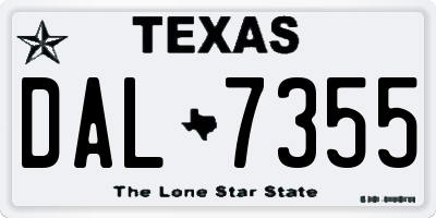 TX license plate DAL7355