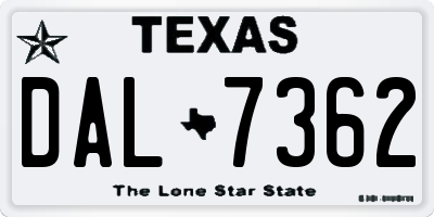 TX license plate DAL7362