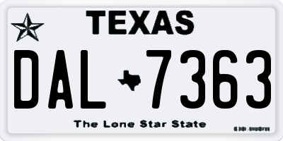 TX license plate DAL7363