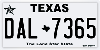 TX license plate DAL7365