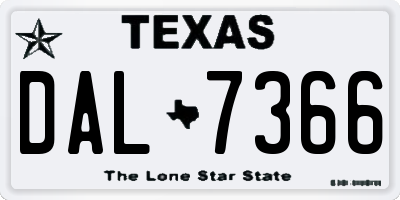 TX license plate DAL7366
