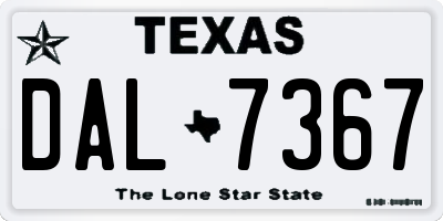 TX license plate DAL7367