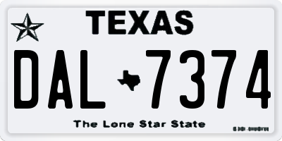 TX license plate DAL7374
