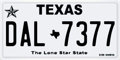 TX license plate DAL7377