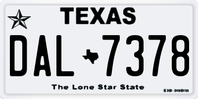TX license plate DAL7378