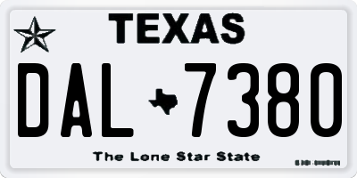TX license plate DAL7380