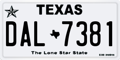 TX license plate DAL7381