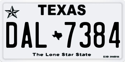 TX license plate DAL7384