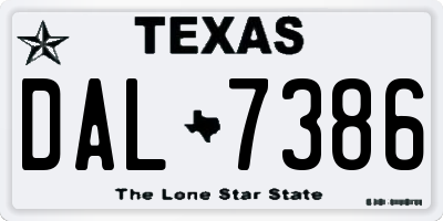 TX license plate DAL7386