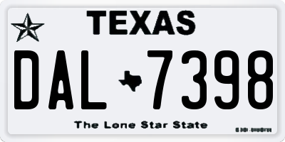 TX license plate DAL7398